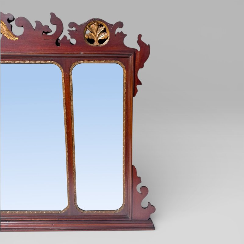 Antique 19th Century Chippendale Style Carved Mahogany & Gilt Wall Mirror - Image 8